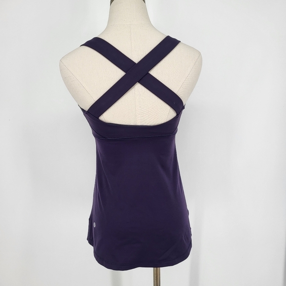 Lululemon Push Ur Limits Cross Tank Top Deep Zinfandel Purple Athletic Bra 6 - Picture 3 of 8